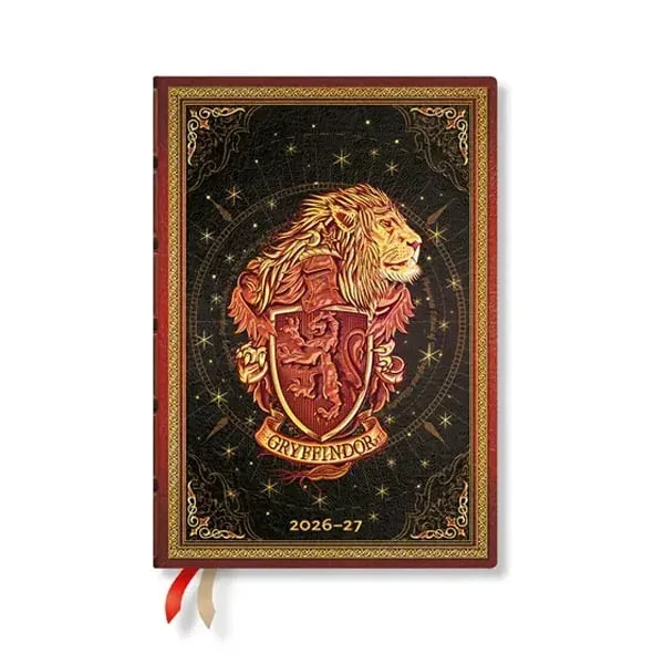 Paperblanks Planner Glyffindor Diary, Midi, orizontal, copertă tare, 112 pagini, pentru 2026-2027