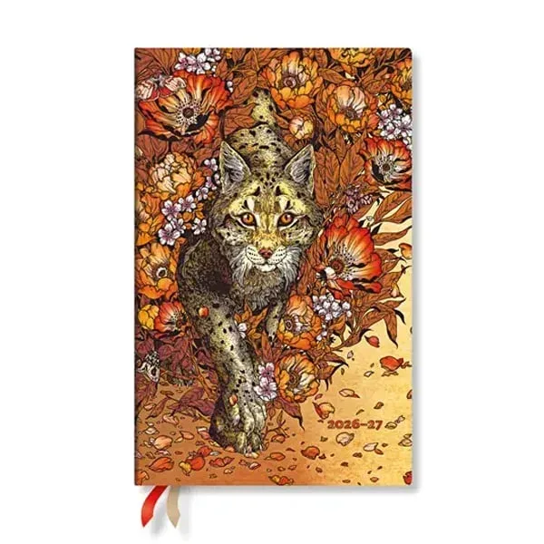 Paperblanks Planner Lynx Rising, Maxi, vertical, copertă tare, 112 pagini, pentru 2026-2027