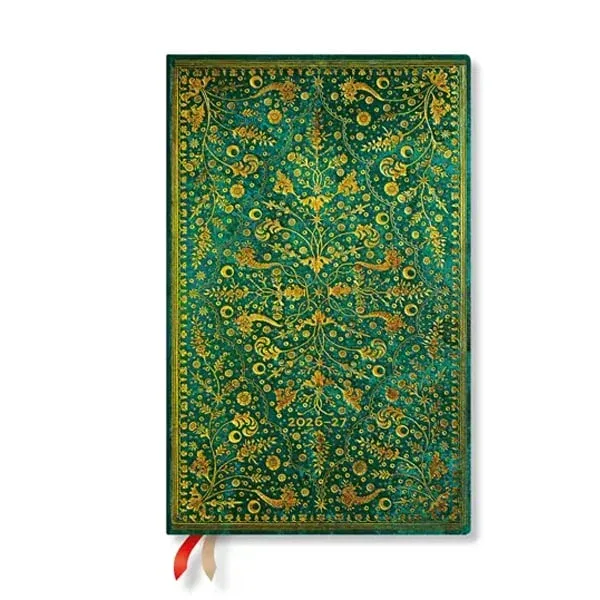 Paperblanks Planner Emerald Flower, Maxi, vertical, copertă tare, 112 pagini, pentru 2026-2027