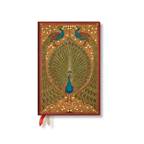 Paperblanks Planner Hafiz's Peacocks, Mini, 1 zi pe pagină, copertă tare, 216 pagini, pentru 2027