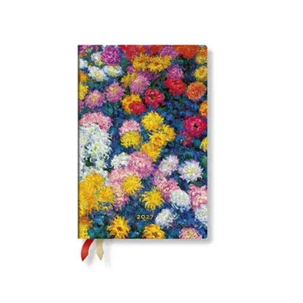 Paperblanks Planner Monet's Chrysanthemums, Mini, orizontal, copertă tare, 88 pagini, pentru 2027