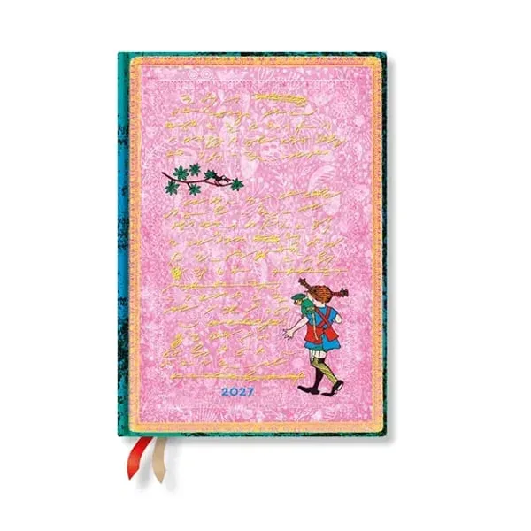Paperblanks Planner Pippi Longstocking, Midi, 1 zi pe pagină, copertă tare, 216 pagini, pentru 2027