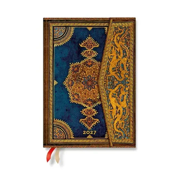 Paperblanks Planner Safavid Indigo, Midi, orizontal, copertă tare, 88 pagini, pentru 2027