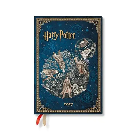 Paperblanks Planner Legends of Hogwarts, Midi, vertical, copertă tare, 88 pagini, pentru 2027
