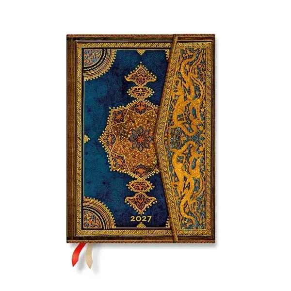 Paperblanks Planner Safavid Indigo, Midi, vertical, copertă tare, 88 pagini, pentru 2027