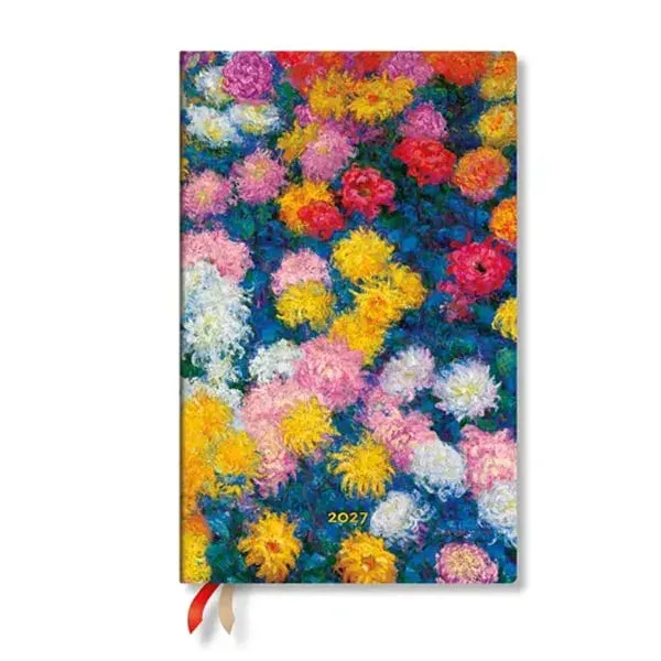 Paperblanks Planner Monet's Chrysanthemums, Maxi, orizontal, copertă tare, 88 pagini, pentru 2027