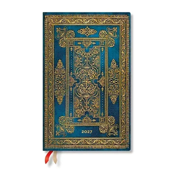 Planner Paperblanks Blue Luxe, Maxi, vertical, copertă tare, 88 pagini, pentru 2027