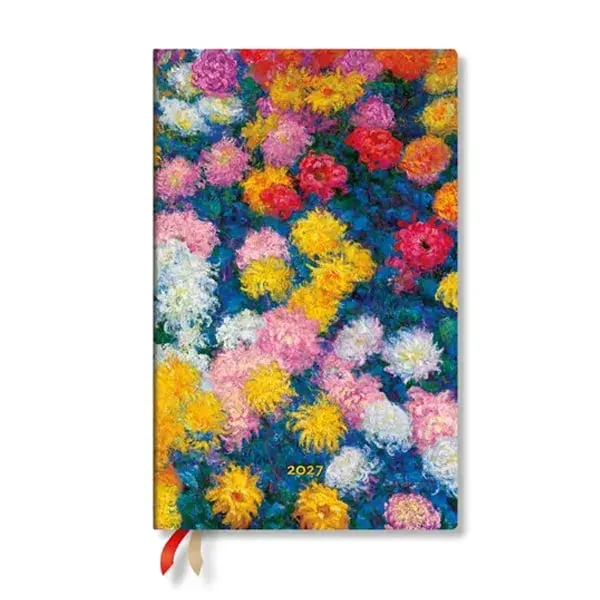 Paperblanks Planner Monet's Chrysanthemums, Maxi, vertical, copertă tare, 88 pagini, pentru 2027