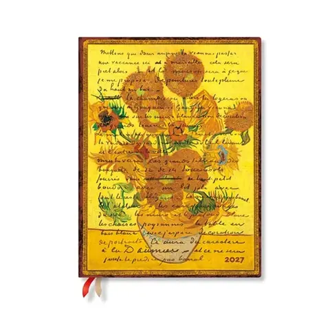 Paperblanks Planner Van Gogh Sunflowers, Ultra, orizontal, copertă tare, 88 pagini, pentru 2027