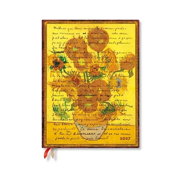 Paperblanks Planner Van Gogh Sunflowers, Ultra, orizontal, copertă tare, 88 pagini, pentru 2027