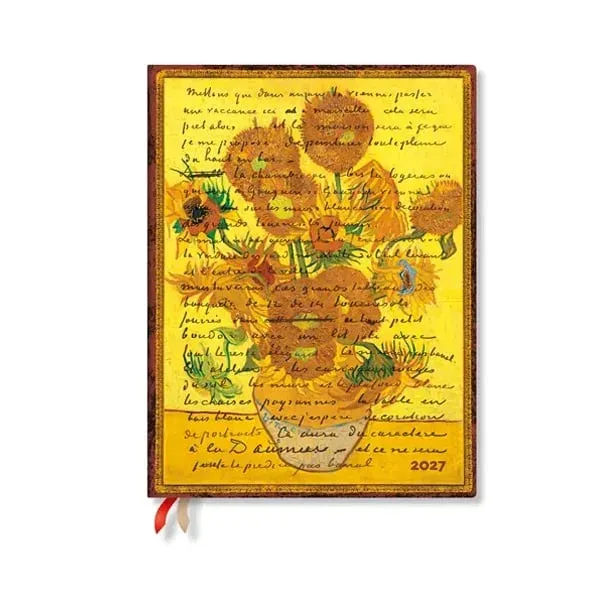Paperblanks Planner Van Gogh Sunflowers, Ultra, vertical, copertă tare, 88 pagini, pentru 2027
