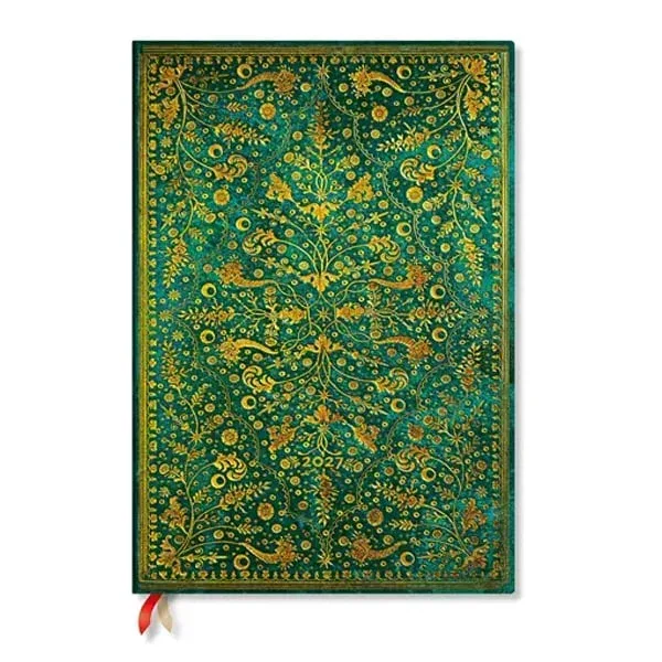 Paperblanks Planner Emerald Flower, Grande, vertical, copertă tare, 88 pagini, pentru 2027