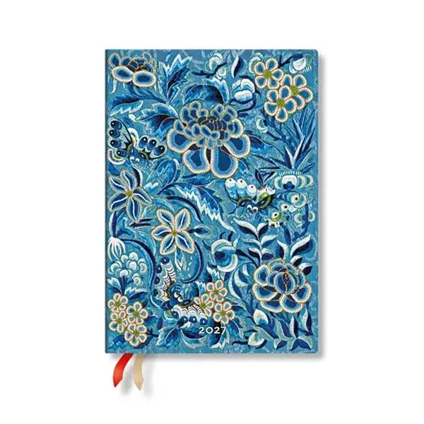 Paperblanks Planner Blue Willow, Midi, orizontal, copertă moale, 88 pagini, pentru 2027