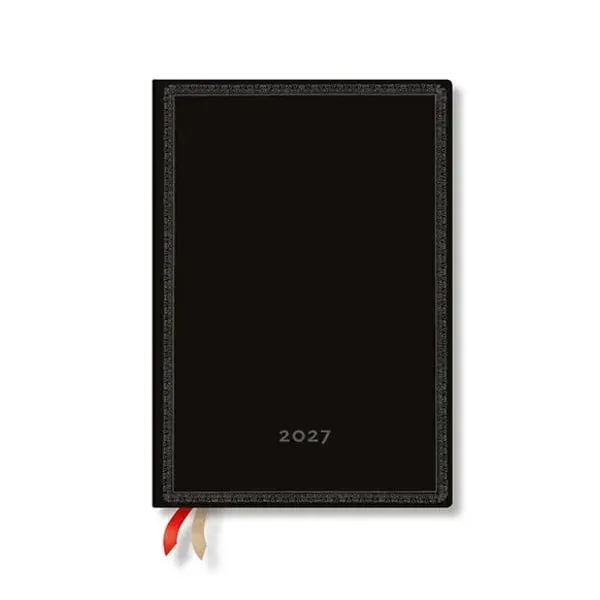 Paperblanks Planner Black Edition Bold, Midi, vertical, copertă moale, 88 pagini, pentru 2027