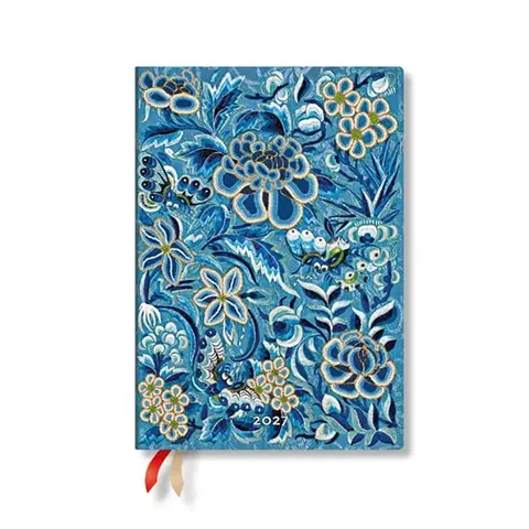 Paperblanks Planner Blue Willow, Midi, vertical, copertă moale, 88 pagini, pentru 2027
