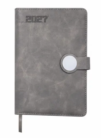 Office 1 Simple Life Planner, A5, Datat, cu Închidere Magnetică, Gri, pentru 2027
