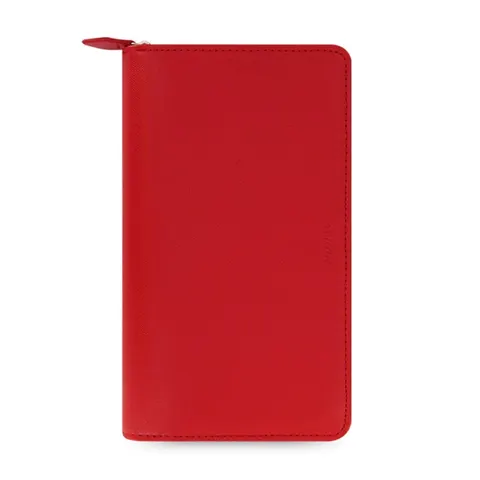 Organizator Filofax Saffiano Personal Compact, cu fermoar, roșu