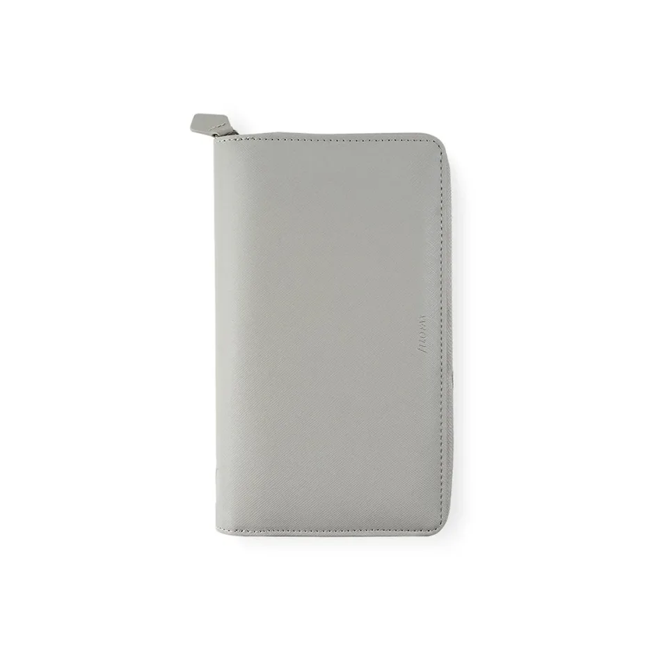 Filofax Organizer Saffiano Personal, cu fermoar, gri deschis