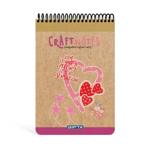 Blocnotes Gipta Craft, A5, alb, linii late, microperforat, copertă tare, spirală, 100 file