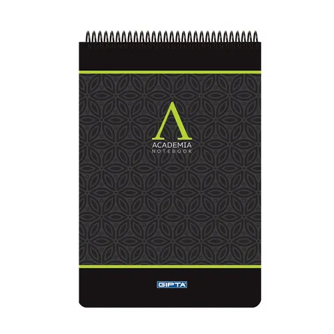 Blocnotes Gipta Academia, 19 x 26 cm, alb, cu linii mari, micro-perforat, copertă tare, spiralat, 100 foi