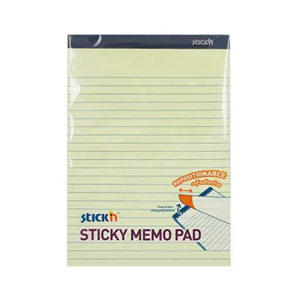 Stick'n Bloc notes, autoadeziv, 254 x 178 mm, dictando, file galbene, 50 file