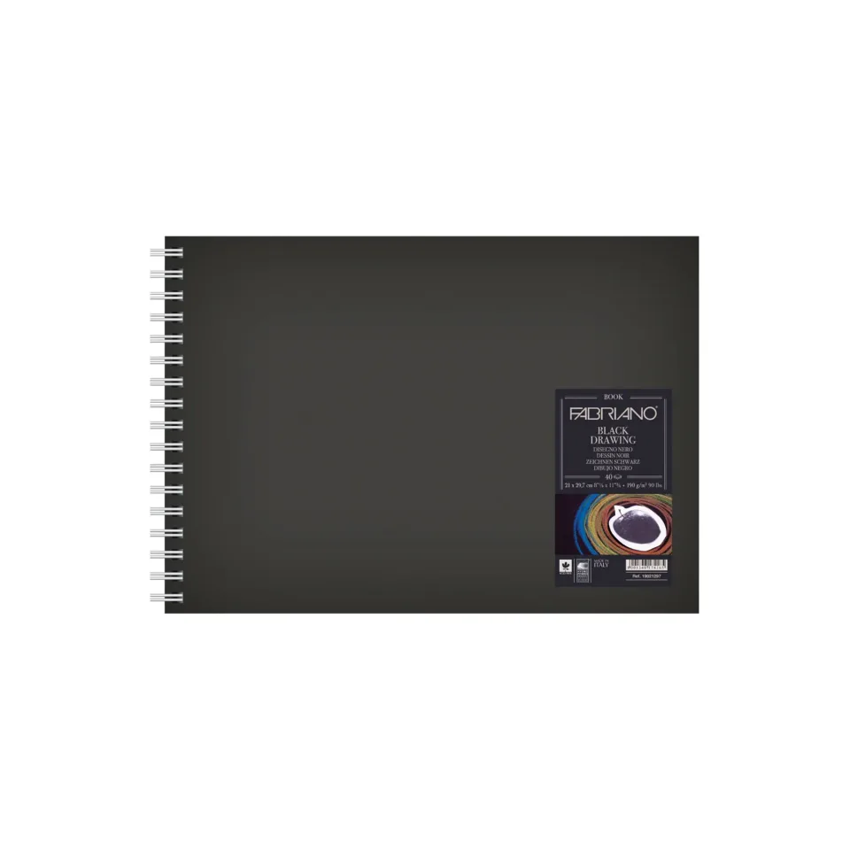 Fabriano Drawing Pad, A4, 190 g/m², pagini negre, 40 pagini