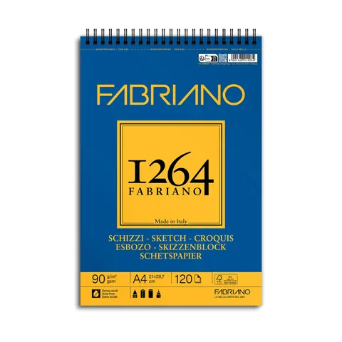 Fabriano Bloc de schițe pentru desen, A4, 90 g/m², textură netedă, 120 file