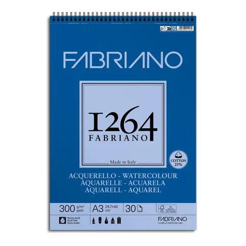 Fabriano Bloc de acuarelă, A3, 300 g/m², texturat, 30 file