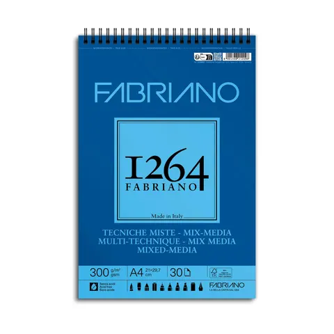 Fabriano Sketchbook, pentru tehnici mixte, A4, 300 g/m2, textură ondulată, 30 foi