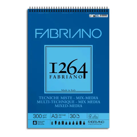 Fabriano Sketchbook, mixed media, A3, 300 g/m2, texturat, 30 foi