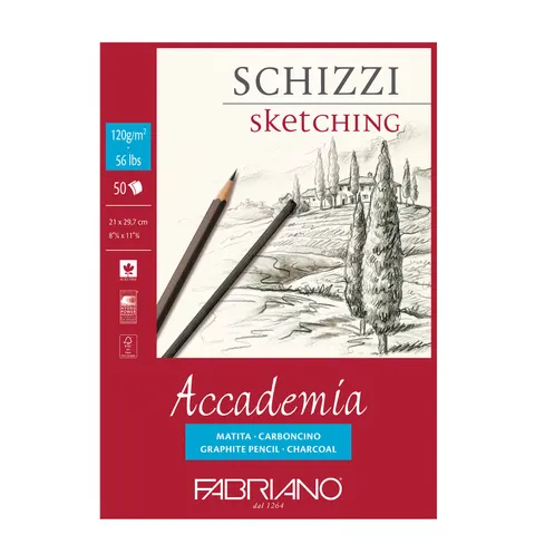 Fabriano Bloc de desen Accademia, A4, 120 g/m², granulat, lipit, 50 file