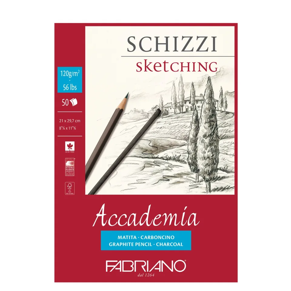Fabriano Bloc de desen Accademia, A4, 120 g/m², granulat, lipit, 50 file