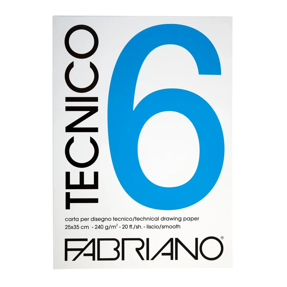 Bloc de desen Fabriano Drawing Pad Tecnico, A4, 220 g/m2, neted, lipit, 20 coli