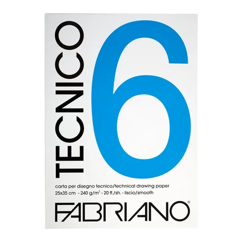 Bloc de desen Fabriano Drawing Pad Tecnico, A4, 220 g/m2, neted, lipit, 20 coli