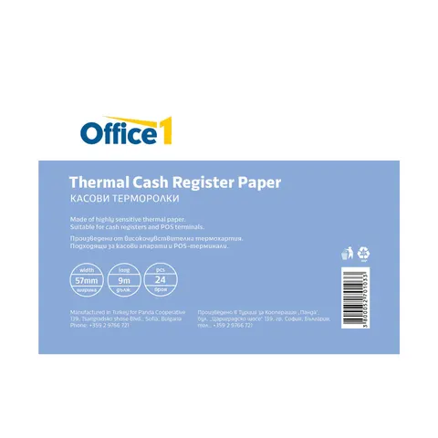 Office 1 Rolă de casă, termică, lățime 57 mm, lungime 9 m, 24 buc.