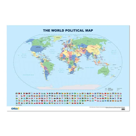 Harta politică de perete Office 1 World, 100 x 70 cm
