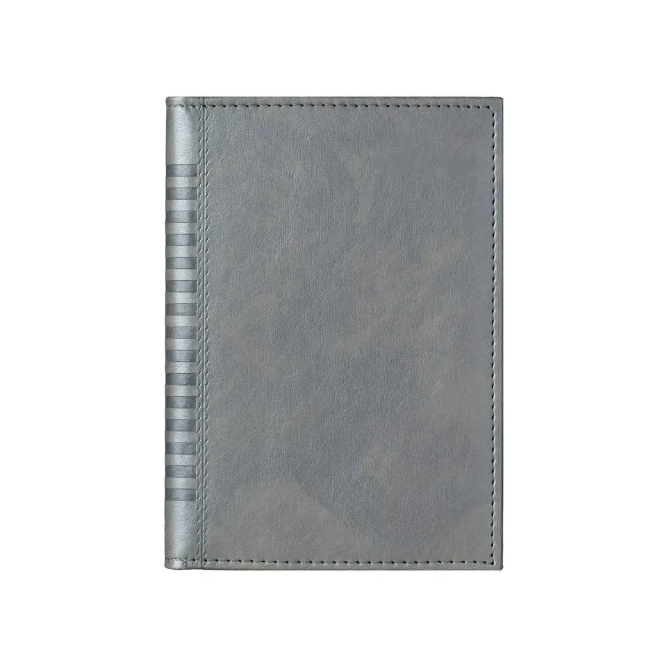 Planner Madera, datat, A5, copertă din piele, culoare argintie