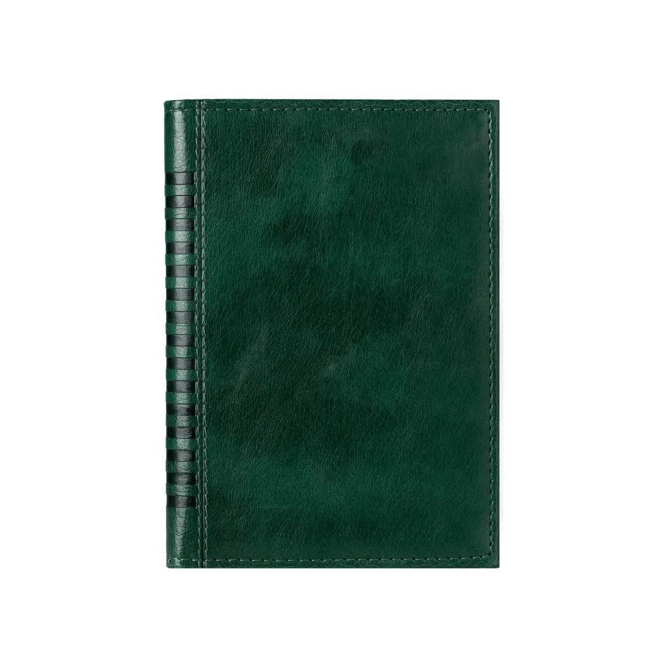 Planner Madera, datat, A5, copertă din piele, verde