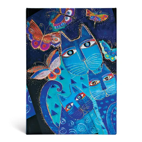 Paperblanks Caiet Blue Cats and Butterflies, Midi, copertă tare, 80 file