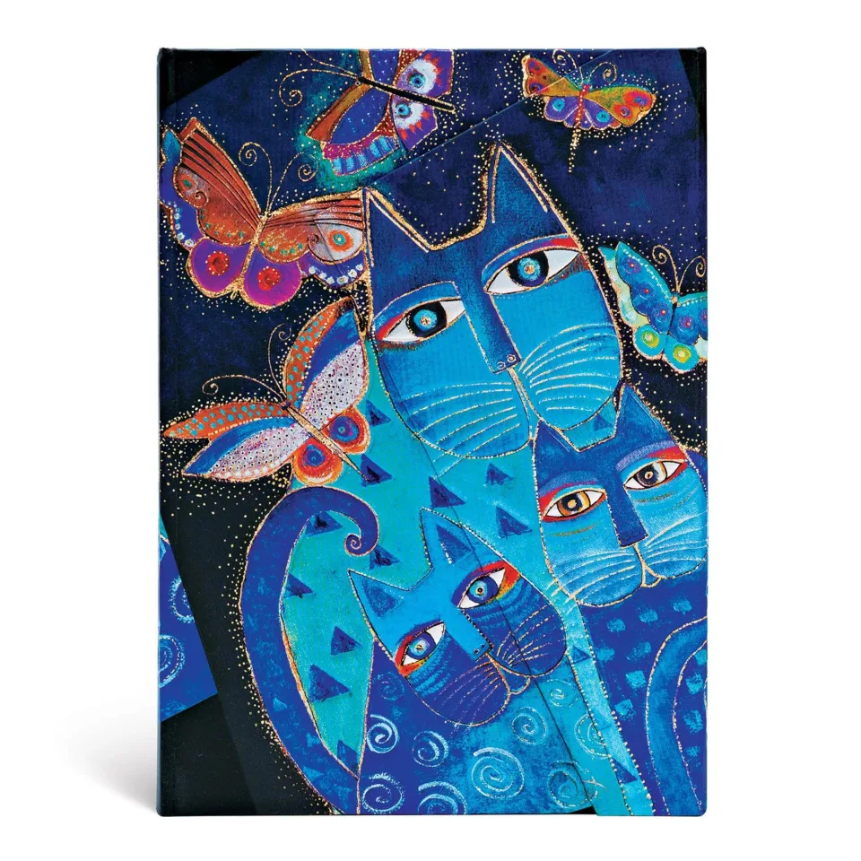 Paperblanks Caiet Blue Cats and Butterflies, Midi, copertă tare, 80 file