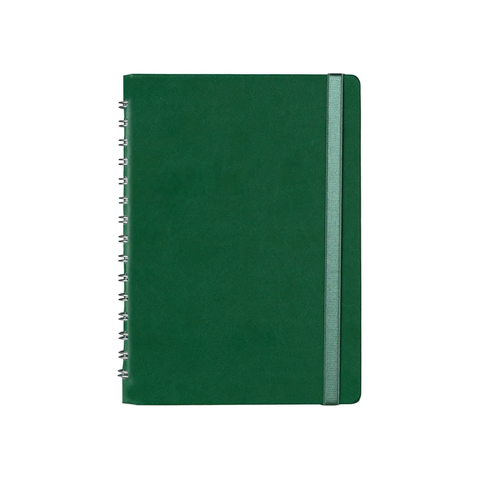Agenda-calendar, A5, datată, cu spirală și elastic, lux, verde