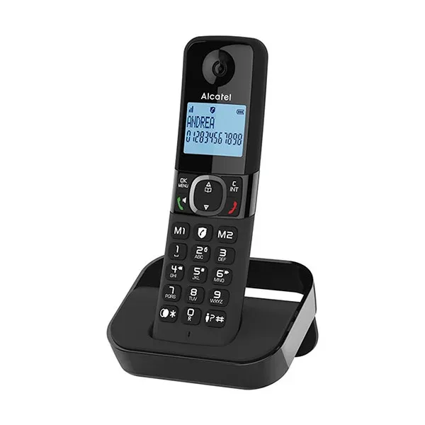 Telefon Alcatel DECT F860, fără fir, negru, listă apeluri pierdute 50 numere, AAA