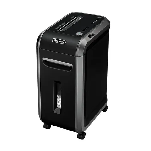 Distrugător documente Fellowes Powershred 99Ci, 100% Anti-Ablocare, Cross-Cut, 34 L, P-4, timp de lucru 30 min, timp de repaus 40 min