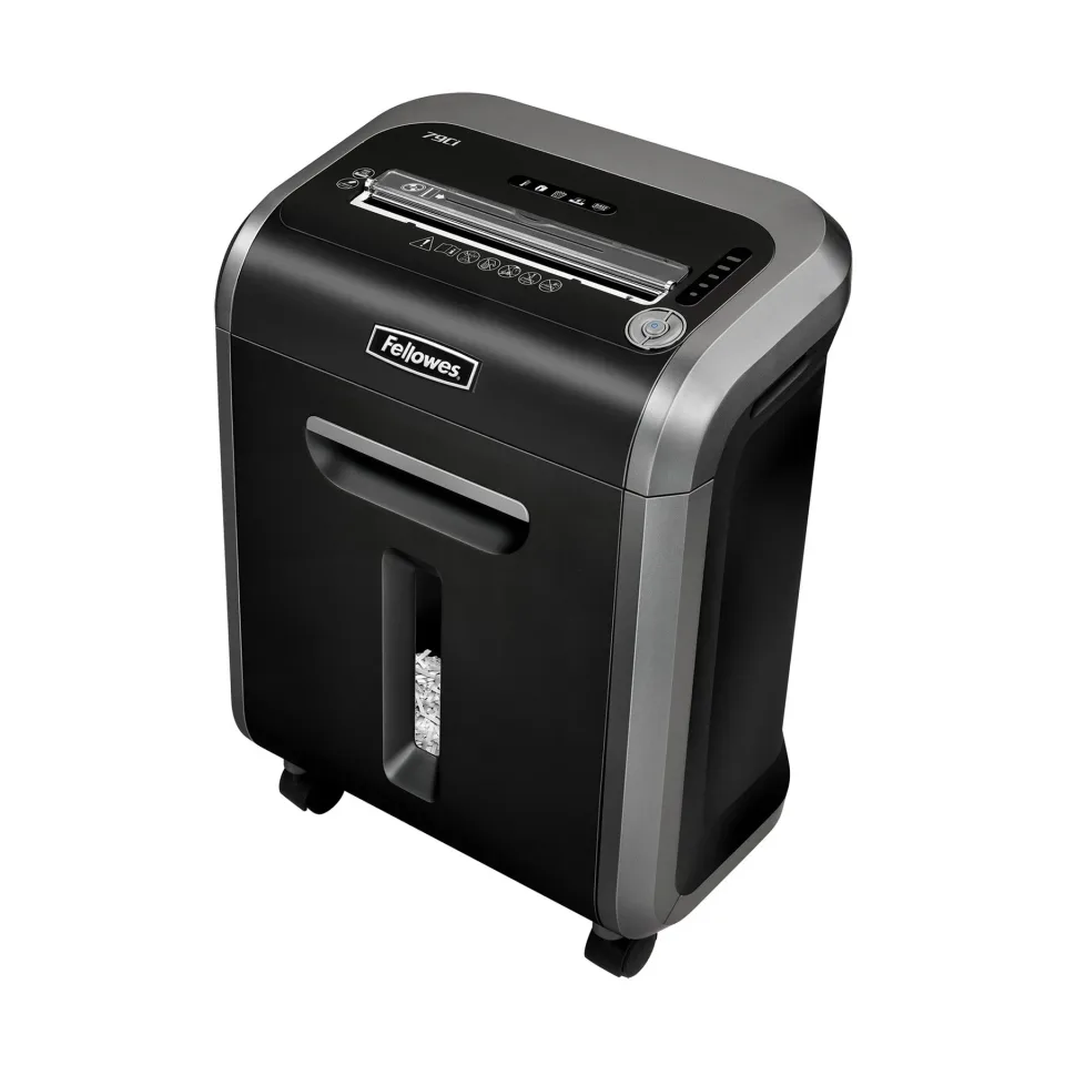 Distrugător de documente Fellowes Powershred 79Ci, 100% împotriva blocajelor, 23 L, P-4, timp de funcționare 20 min, timp de repaus 30 min