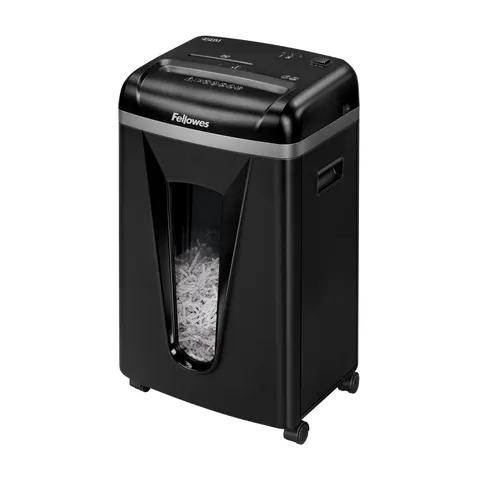 Distrugător documente Fellowes 450M, Micro-Cut, 22 L, P-5, timp de funcționare 10 min