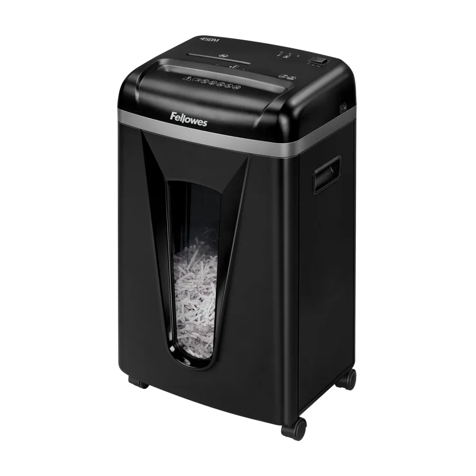 Distrugător documente Fellowes 450M, Micro-Cut, 22 L, P-5, timp de funcționare 10 min