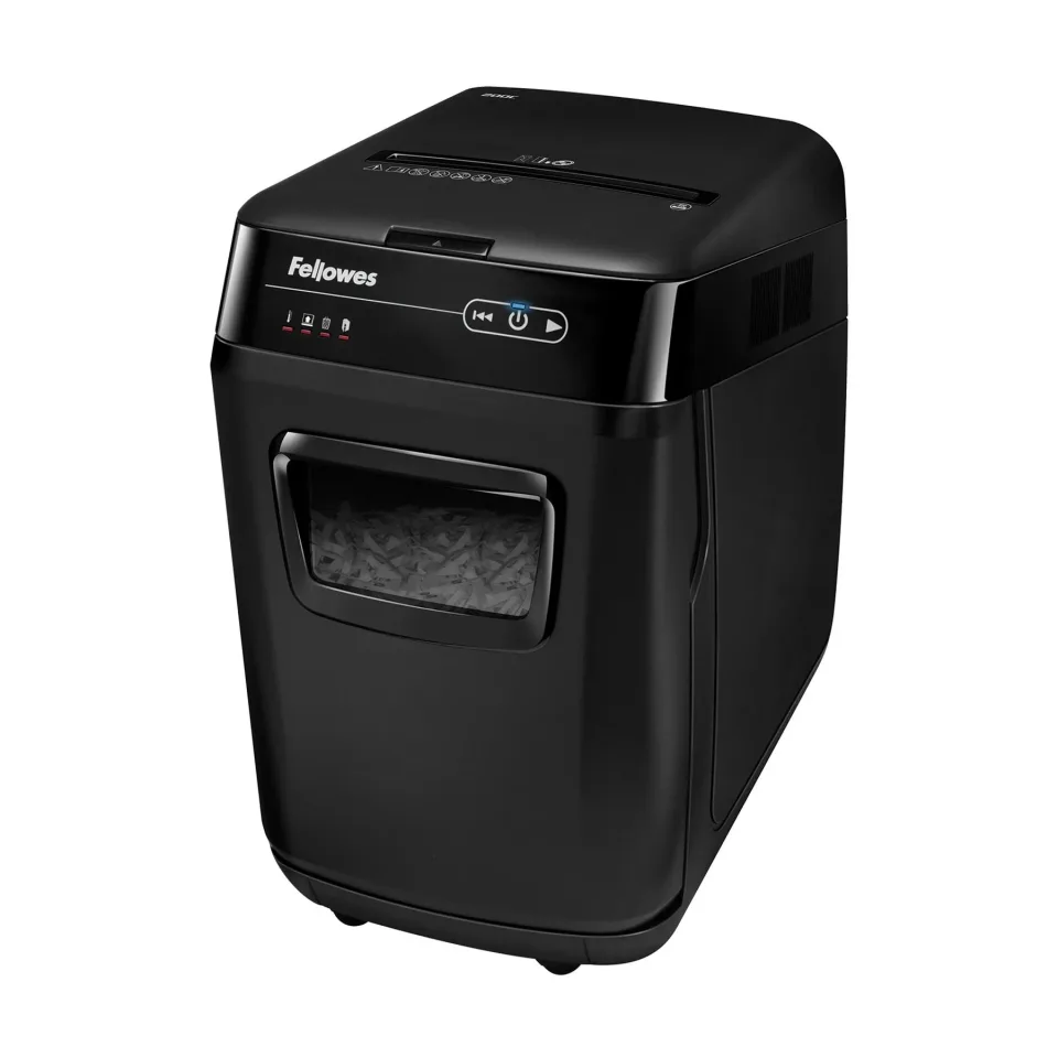 Distrugător de documente Fellowes Automax 200C, Cross-Cut, P-4, volum coș 32 L, pentru 1-3 utilizatori, nivel de zgomot 60 dB