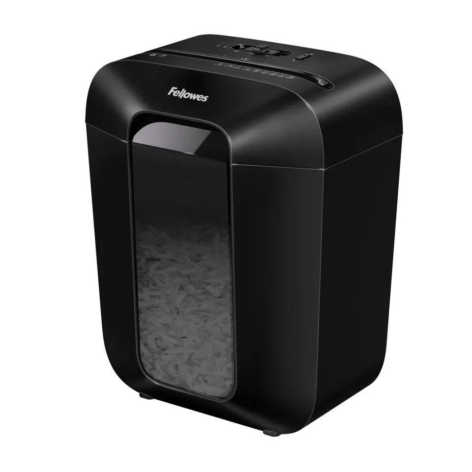 Distrugător de documente Fellowes Powershred LX50, P-4, Cross-Cut, negru, volum coș 17 L, timp de repaus 30 min