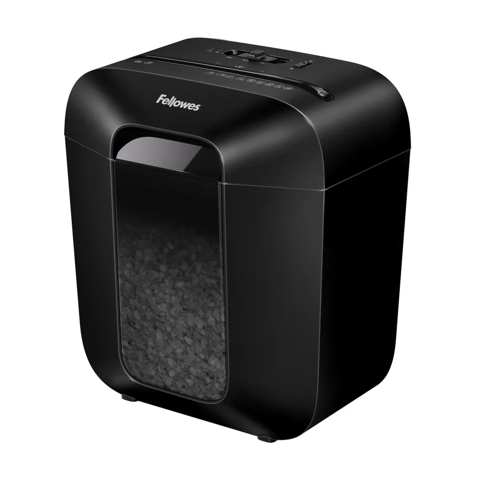 Distrugător de documente Fellowes Powershred LX25M, P-4, Mini-Cut, 11.5 L, negru, timp de repaus 30 min