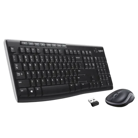 Set Logitech - tastatură și mouse, wireless, negru, USB, AAA/AA, 8 butoane rapide